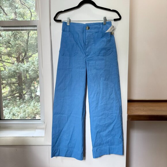 New Anthropologie Colette Linen Wide-Leg Pants Magic Fabric Sapphire Blue 30 - Picture 4 of 13